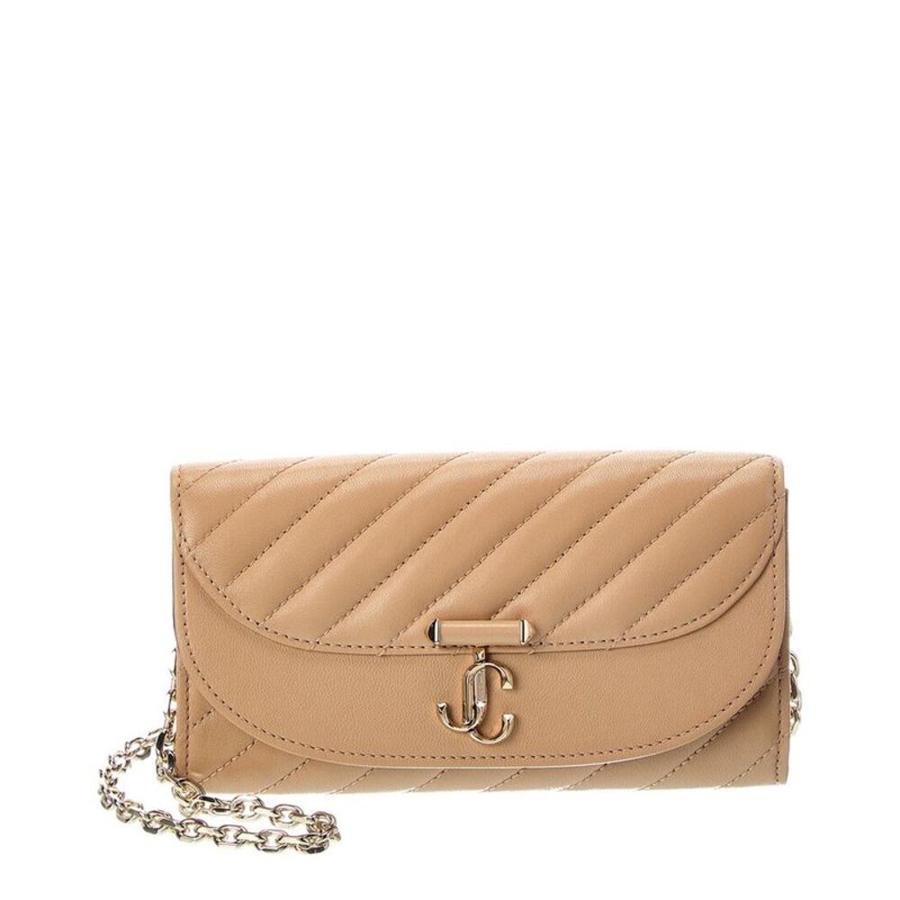 Jimmy Choo Avn Curve Leather Wallet On Chain, Yellow